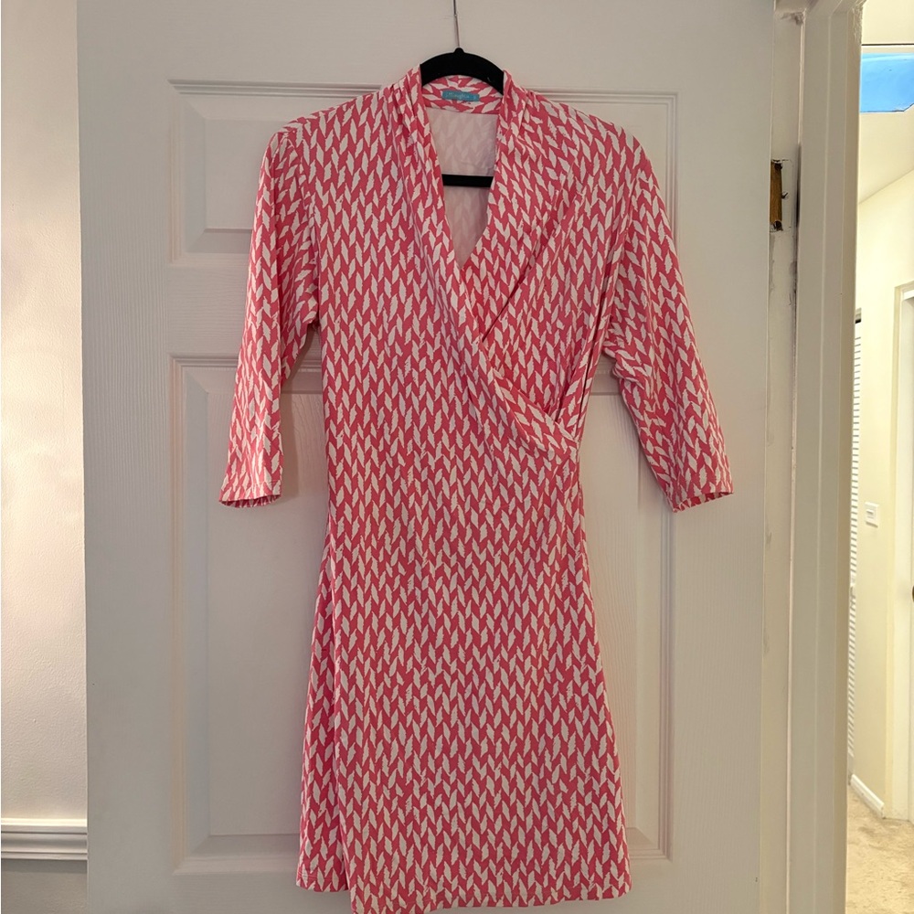 Pink and White Wrap Dress